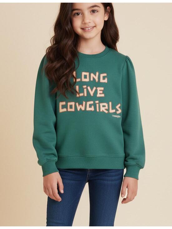 Wrangler Other - Wrangler Girls “Long Live Cowgirls” Sweatshirt Green Western Pullover Size Large